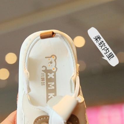 🌊 快速出貨⚡min雙小熊包頭涼鞋 走路會啾啾學步鞋  叫叫鞋 嬰兒學步鞋 男女寶寶 軟底 防滑牛津底逼逼鞋走路會嗶嗶-細節圖3