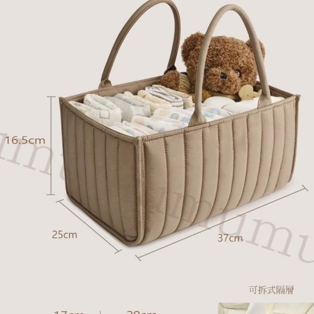 全新多功能手提嬰兒衣服 尿布 玩具收納布籃 尿布包 寶寶用品收納 媽咪包 可拆式隔層 尿布收納籃-細節圖4