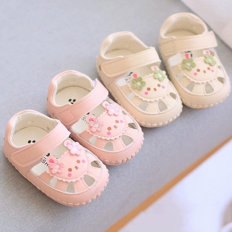 🌊 快速出貨⚡小兔縫線學步鞋 包頭涼鞋 嬰兒學步涼鞋 男女寶寶 軟底 防滑新料底-細節圖2