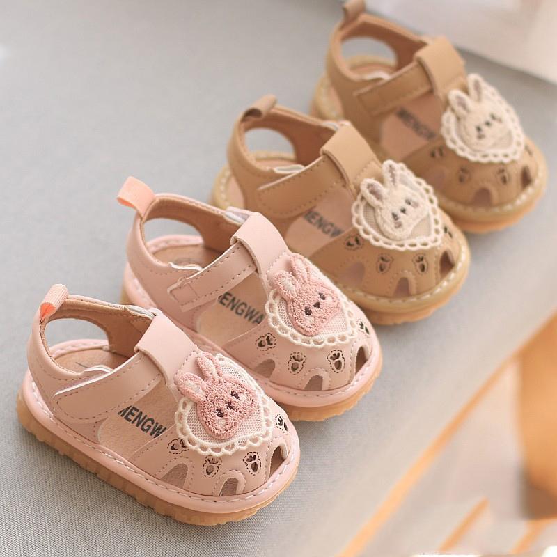 🌊 快速出貨⚡愛心蕾絲啾啾涼鞋 小兔櫻桃 走路會啾啾學步鞋  女童叫叫鞋 嬰兒學步鞋  女寶寶 軟底 防滑牛津底 啾啾鞋-細節圖3