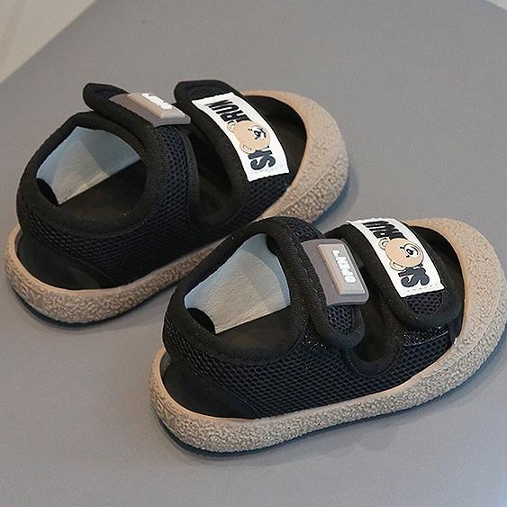 🌊 快速出貨⚡  韓風貼標小熊透氣網涼鞋 學步鞋防踢包頭學步鞋 夏季寶寶鞋子 男童女童軟底小童鞋-細節圖7