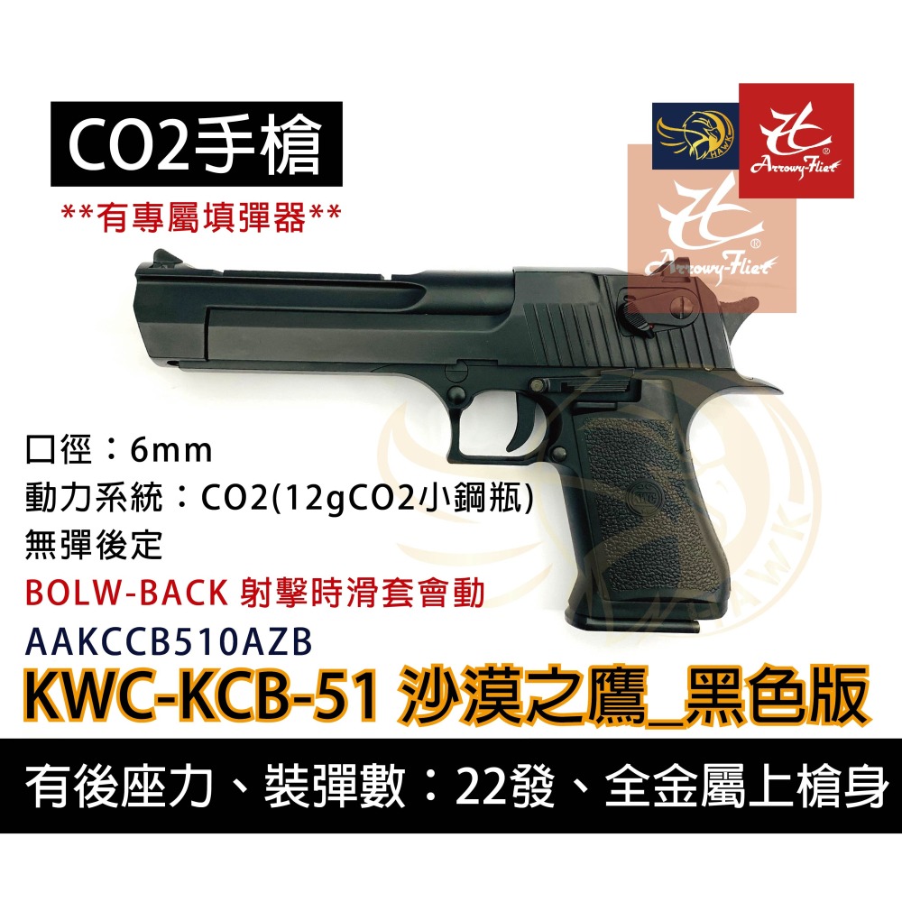 昊克-騎翼 KWC 沙漠之鷹 組合包 CO2 滑套可動 黑色 模型玩具 KCB51-細節圖3