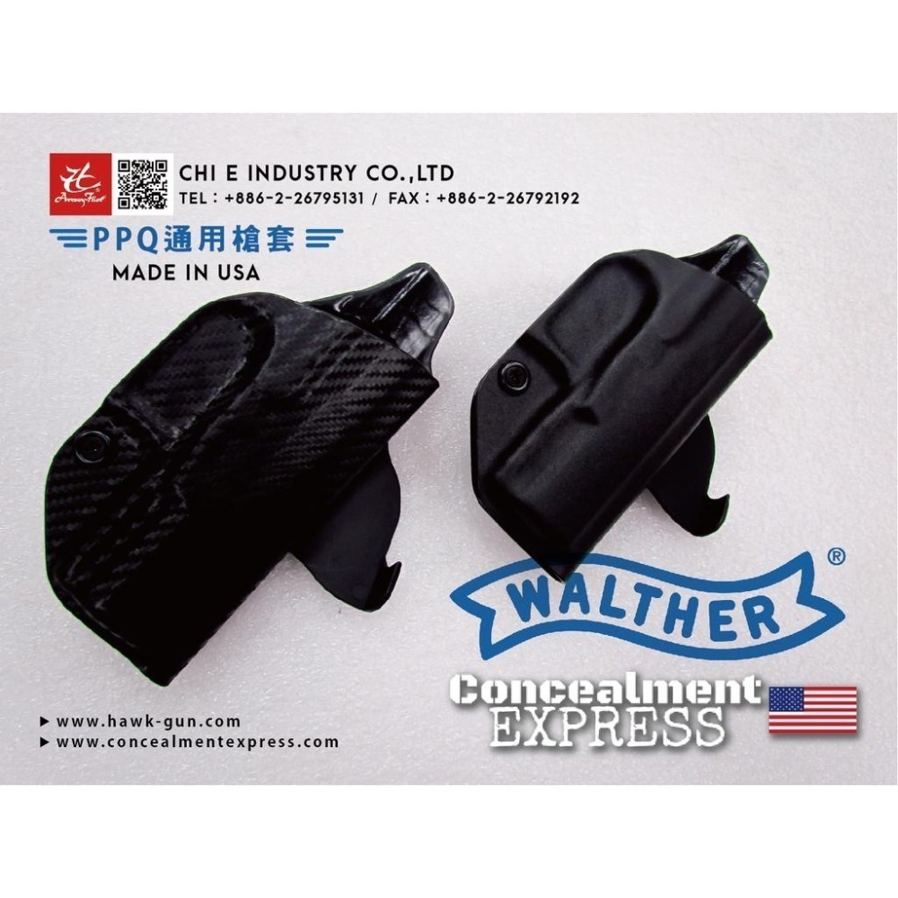 昊克-騎翼 限時下殺✅ 美國真品 WALTHER PPQ M2 警用防搶快拔便衣專用 槍套 黑色 碳纖維款-細節圖2