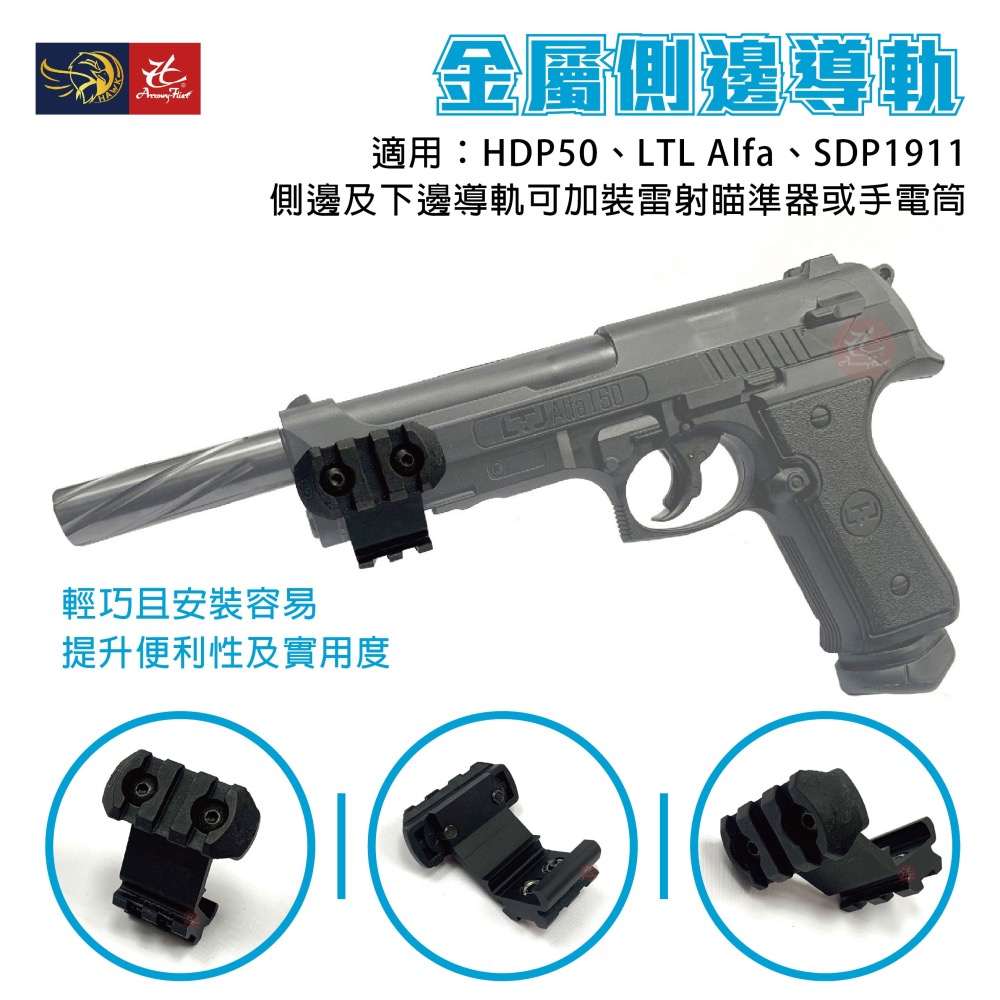 昊克-騎翼 金屬側邊導軌 輕便簡易安裝 LTL、SDP1911可用 魚骨導軌-細節圖9