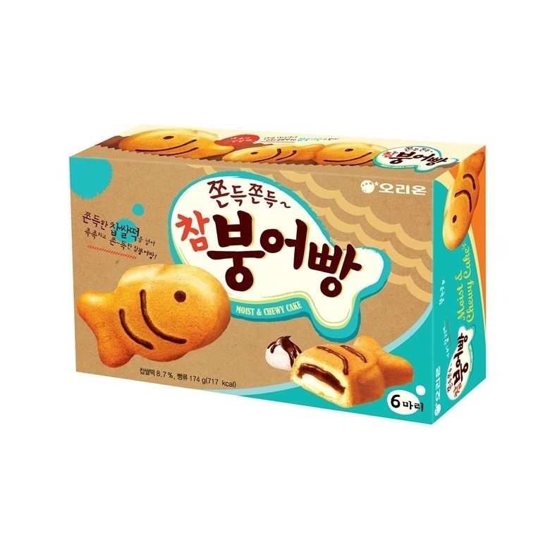 韓國 好麗友 鯛魚燒 蛋糕 小魚 巧克力風味 紅豆麻糬/黑糖糖餅 174g 6入 韓國代購-細節圖4