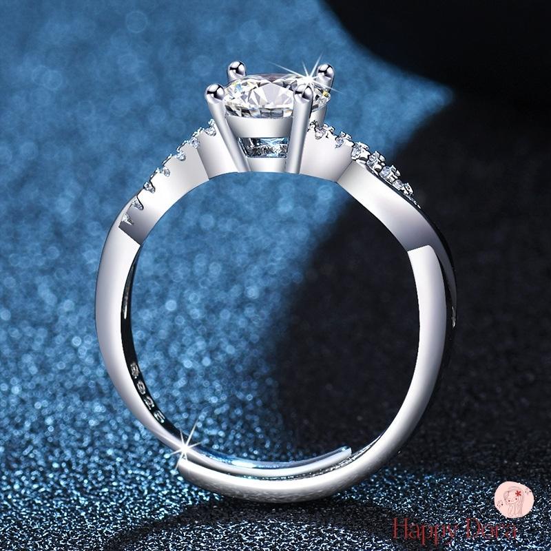 【台灣出貨免運】戒指 合金戒指 四爪 裸鑽鑽石 結婚戒 韓版 日版 開口戒 自行調節 無名指 中指戒 交換禮物 求婚戒-細節圖6