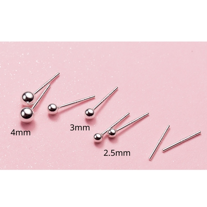 【台灣出貨免運】純銀耳環 990 養耳洞 999足銀 耳釘 圓珠 銀珠 養耳 圓球 耳環 耳針 耳環女 耳釘-細節圖7