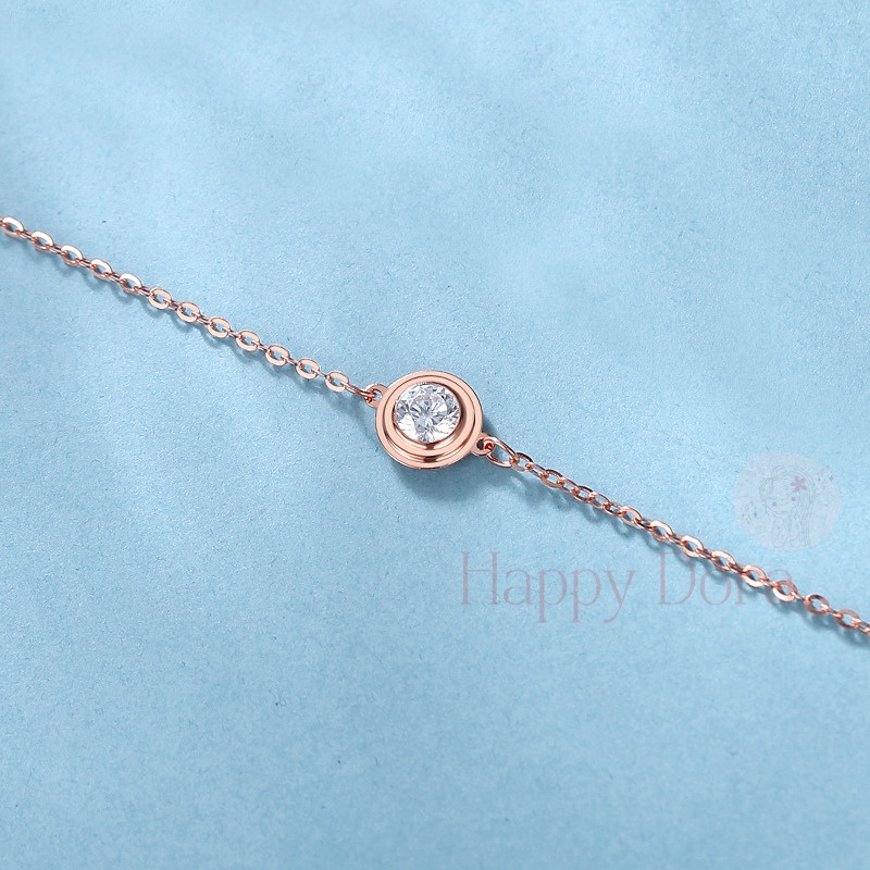 【台灣出貨免運】純銀手鍊 925 單鑽 手鍊 手鍊女 銀手鍊 鑽石手鍊 鋯石 包鑲 INS 風 韓版 日系-細節圖4