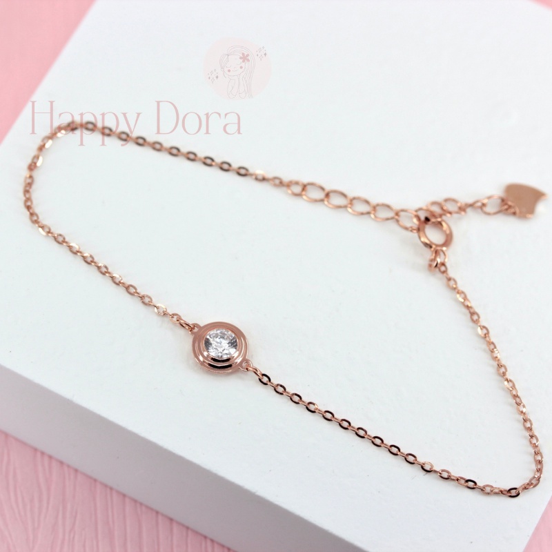 【台灣出貨免運】純銀手鍊 925 單鑽 手鍊 手鍊女 銀手鍊 鑽石手鍊 鋯石 包鑲 INS 風 韓版 日系-細節圖5