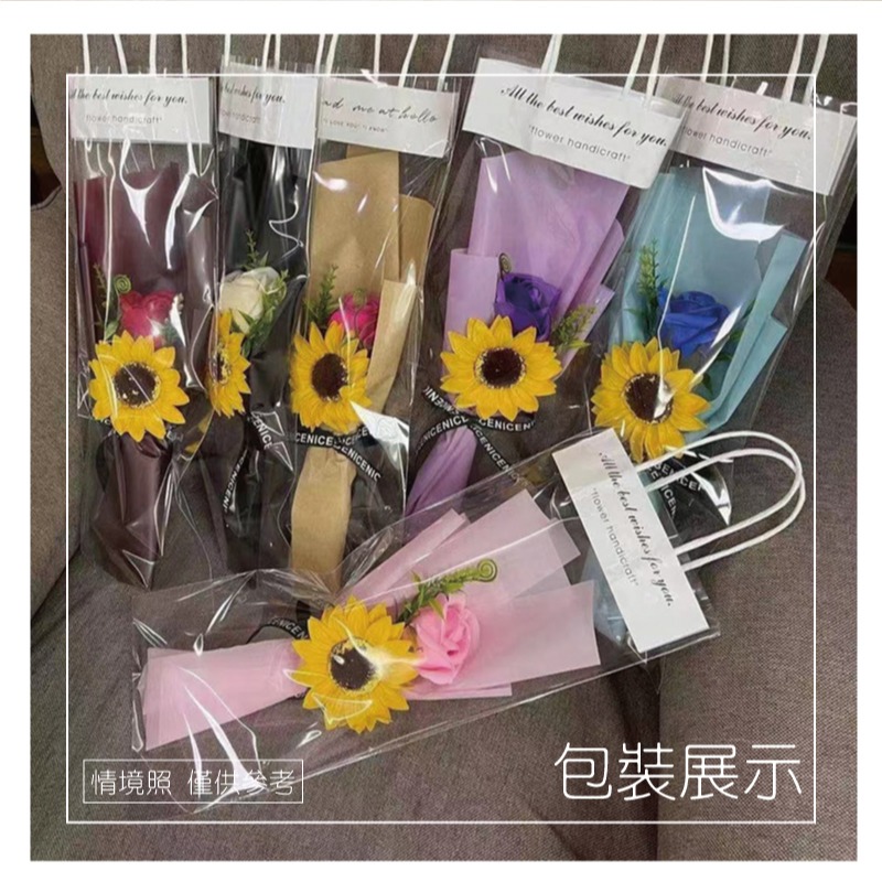 (warmday-現貨快出) 花束透明提袋 字母透明手提袋 禮品袋 包裝袋 禮物 禮品包裝袋 包裝材料 手提袋-細節圖6