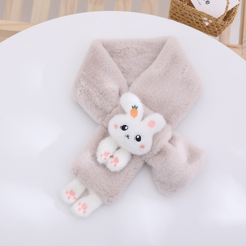 KT媽咪奶粉用品團購-台灣現貨，兒童毛毛保暖圍巾，可愛兔兔造型圍巾，冬天保暖脖圍，兒童圍巾，寒流必備圍巾-規格圖1