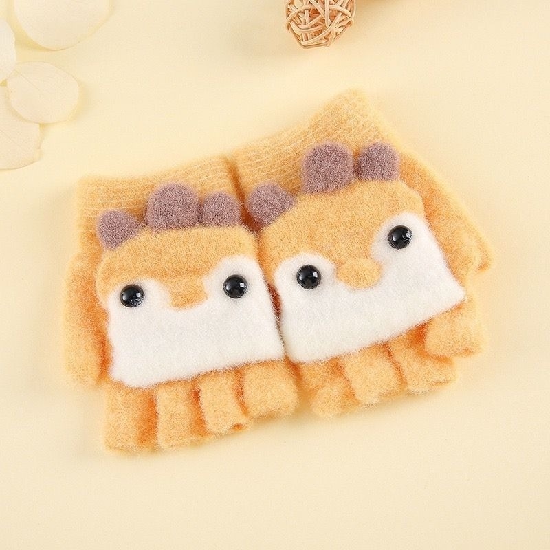KT媽咪奶粉用品團購-台灣出貨，兒童保暖手套，可愛小雞五指手套，冬天翻蓋保暖手套，小雞翻蓋手套，寒流必備手套-規格圖1