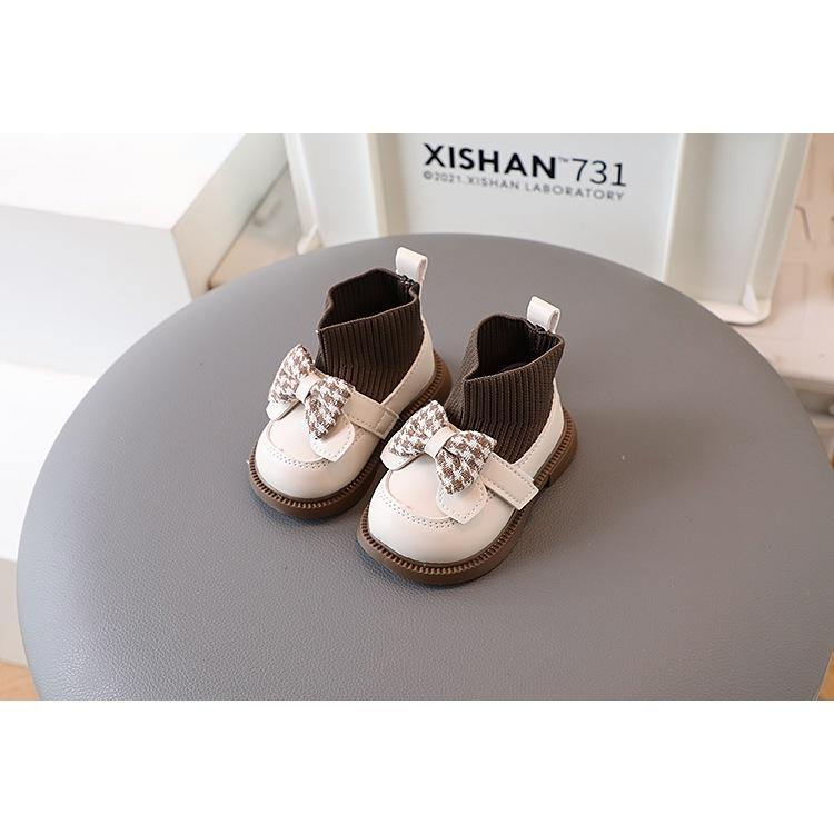 KT媽咪奶粉用品團購-台灣現貨女寶蝴蝶結公主襪靴,小童平底鞋,幼兒小皮鞋,女童公主鞋,女寶學步鞋,女童蝴蝶結甜美平底鞋-細節圖3