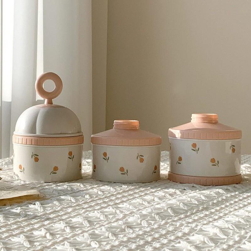 KT媽咪奶粉用品團購-可愛ins風小熊奶粉盒,外出奶粉分裝盒,寶寶副食品收納罐,可愛兔兔奶粉分裝罐,鄉村風鬱金香奶粉盒-細節圖3