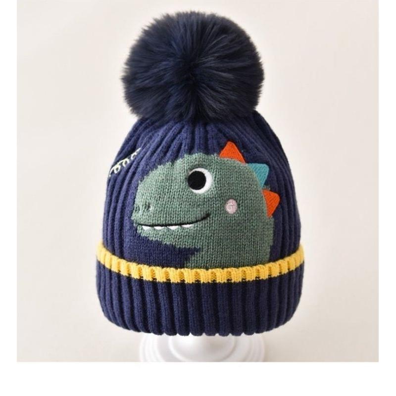 KT媽咪奶粉用品團購-台灣出貨，寶寶保暖毛線帽，可愛動物毛線帽，嬰幼兒保暖帽，恐龍保暖帽，兔兔保暖帽寒流必備保暖帽子-細節圖4