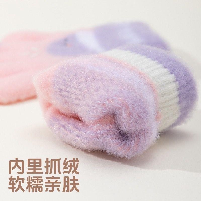 KT媽咪奶粉用品團購-現貨兒童手套，男童五指針織手套，秋冬保暖手套，男童星星圖案手套，女童五指手套，可愛兔兔手套-細節圖5