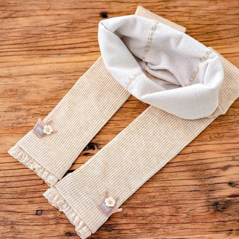 KT媽咪奶粉用品團購-台灣現貨，可刷卡，秋冬新款打底褲，女童薄絨內搭褲，百搭直條紋保暖內搭褲，女童皇冠內搭褲，蕾絲下擺-細節圖3