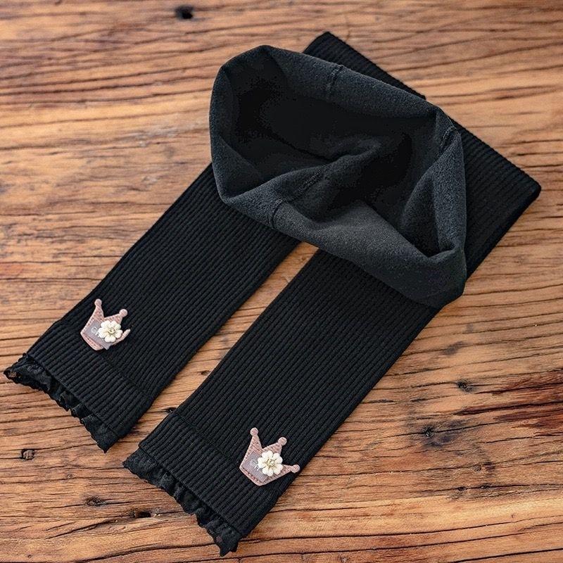 KT媽咪奶粉用品團購-台灣現貨，可刷卡，秋冬新款打底褲，女童薄絨內搭褲，百搭直條紋保暖內搭褲，女童皇冠內搭褲，蕾絲下擺-細節圖4