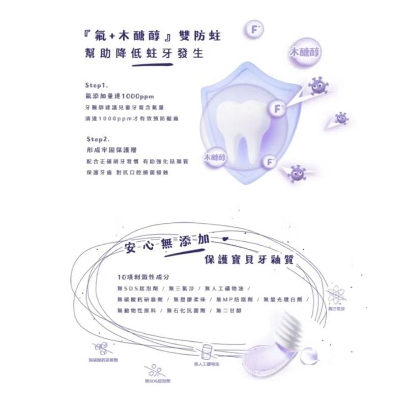 KT媽咪奶粉用品團購-現貨，kiddy兒童含氟牙膏，刷樂-Kiddy兒童益生菌含氟牙膏90g 葡萄優格口味 兒童牙膏-細節圖3