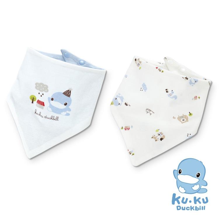 KT媽咪奶粉用品團購-酷咕鴨KUKU雙面三角領巾-2入,寶寶圍兜,嬰幼兒三角圍兜,寶寶口水巾-細節圖4