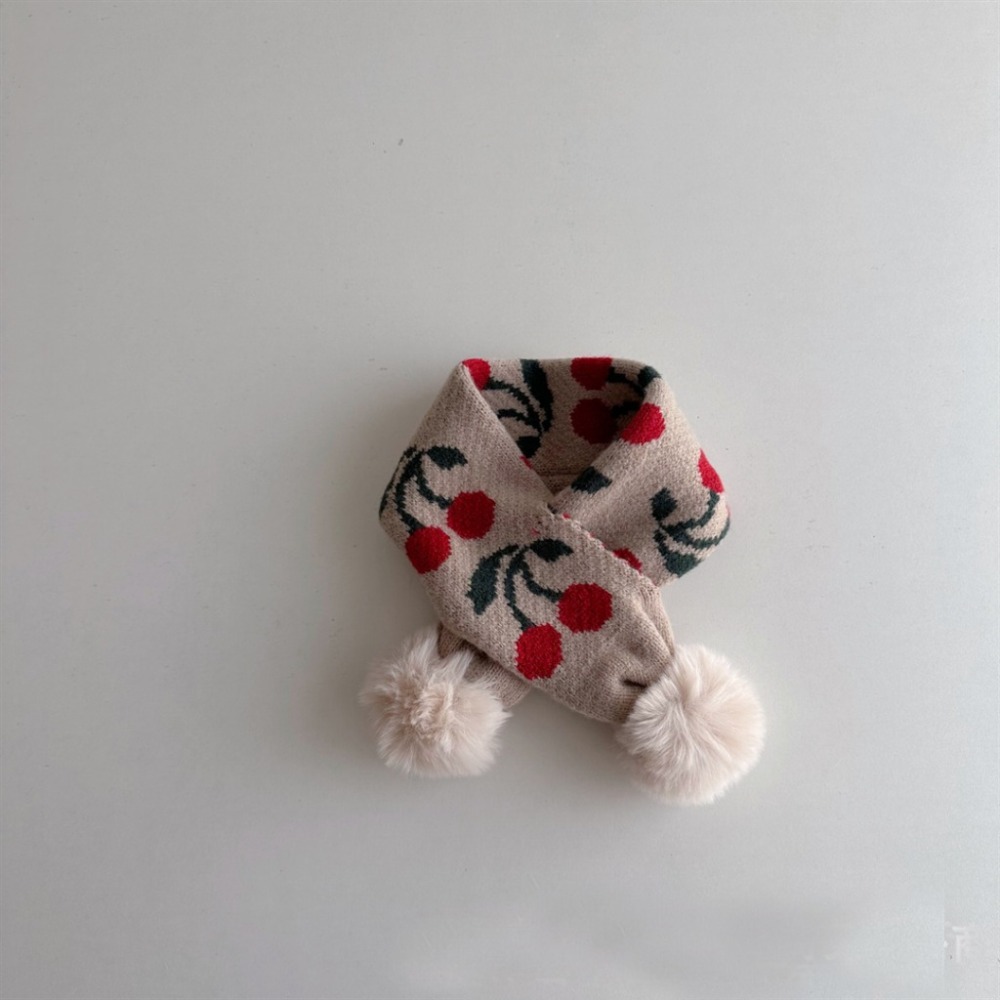 KT媽咪奶粉用品團購-台灣現貨，寶寶保暖圍巾，超萌球球拼色交叉圍巾，冬天保暖脖圍，兒童針織花朵交叉圍巾，寒流必備圍巾-規格圖4