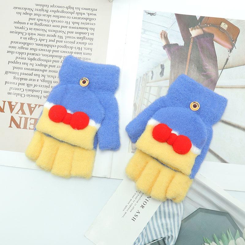 KT媽咪奶粉用品團購-台灣出貨，兒童保暖手套，可愛兔兔五指手套，蝴蝶結手套,冬天翻蓋保暖手套，小雞翻蓋手套，寒流必備手套-細節圖2