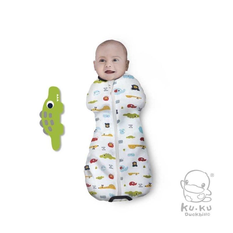 KT媽咪奶粉用品團購-酷咕鴨超好眠成長懶人包巾純真之瞳，kuku懶人包巾系列，寶寶包巾，北歐迷境森林包巾，夢想氣球包巾-細節圖4