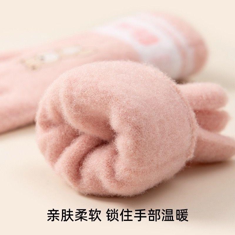 KT媽咪奶粉用品團購-現貨兒童手套，兒童熊熊五指針織手套，秋冬保暖手套，男童熊熊手套，女童五指手套，大童手套-細節圖3