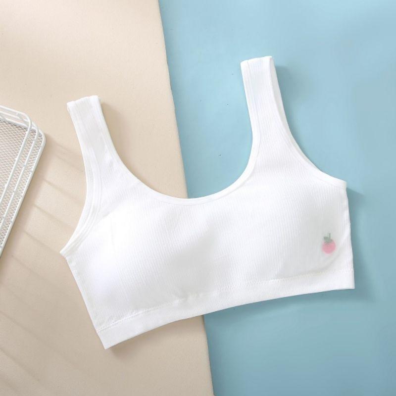 KT媽咪奶粉用品團購-台灣現貨，少女發育期內衣，寬肩帶固定杯內衣，透氣網眼女童內搭背心，女童內衣，無鋼圈，固定杯墊草莓-細節圖2