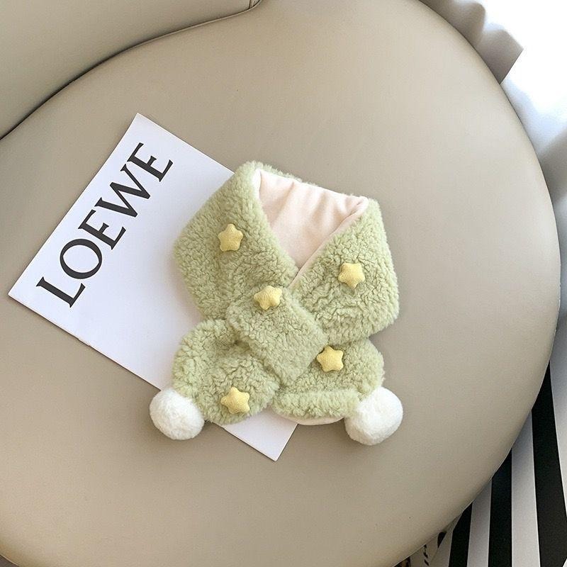 KT媽咪奶粉用品團購-台灣現貨，寶寶保暖圍巾，可愛球星星造型圍巾，冬天保暖脖圍，兒童圍巾，寒流必備圍巾，嬰幼兒毛茸茸圍巾-細節圖3