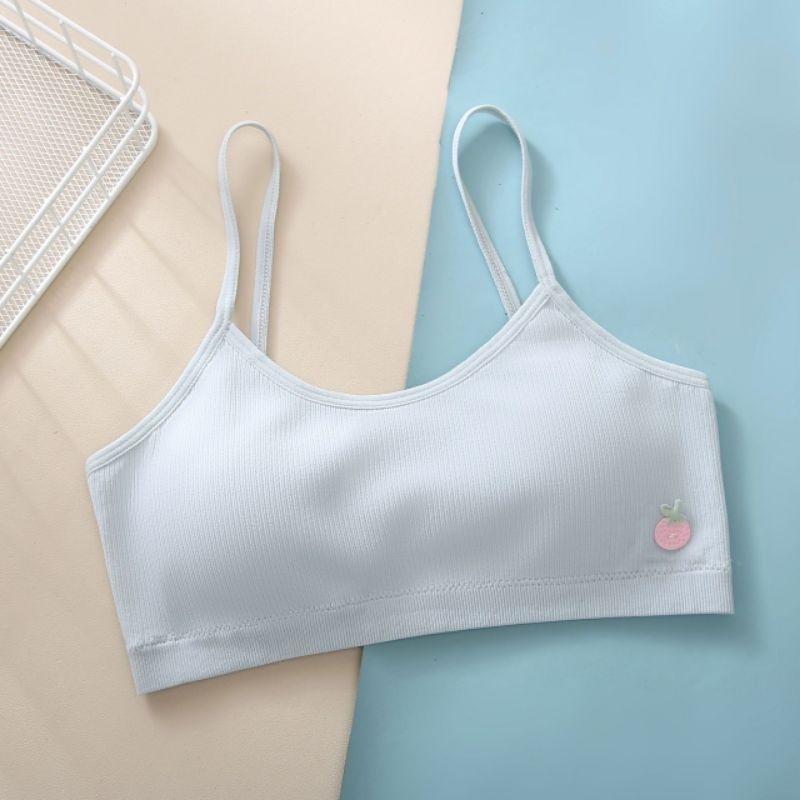 KT媽咪奶粉用品團購-台灣現貨，少女發育期內衣，細肩帶固定杯內衣，透氣網眼細肩帶內衣，女童內衣，無鋼圈，固定杯墊草莓圖案-細節圖5