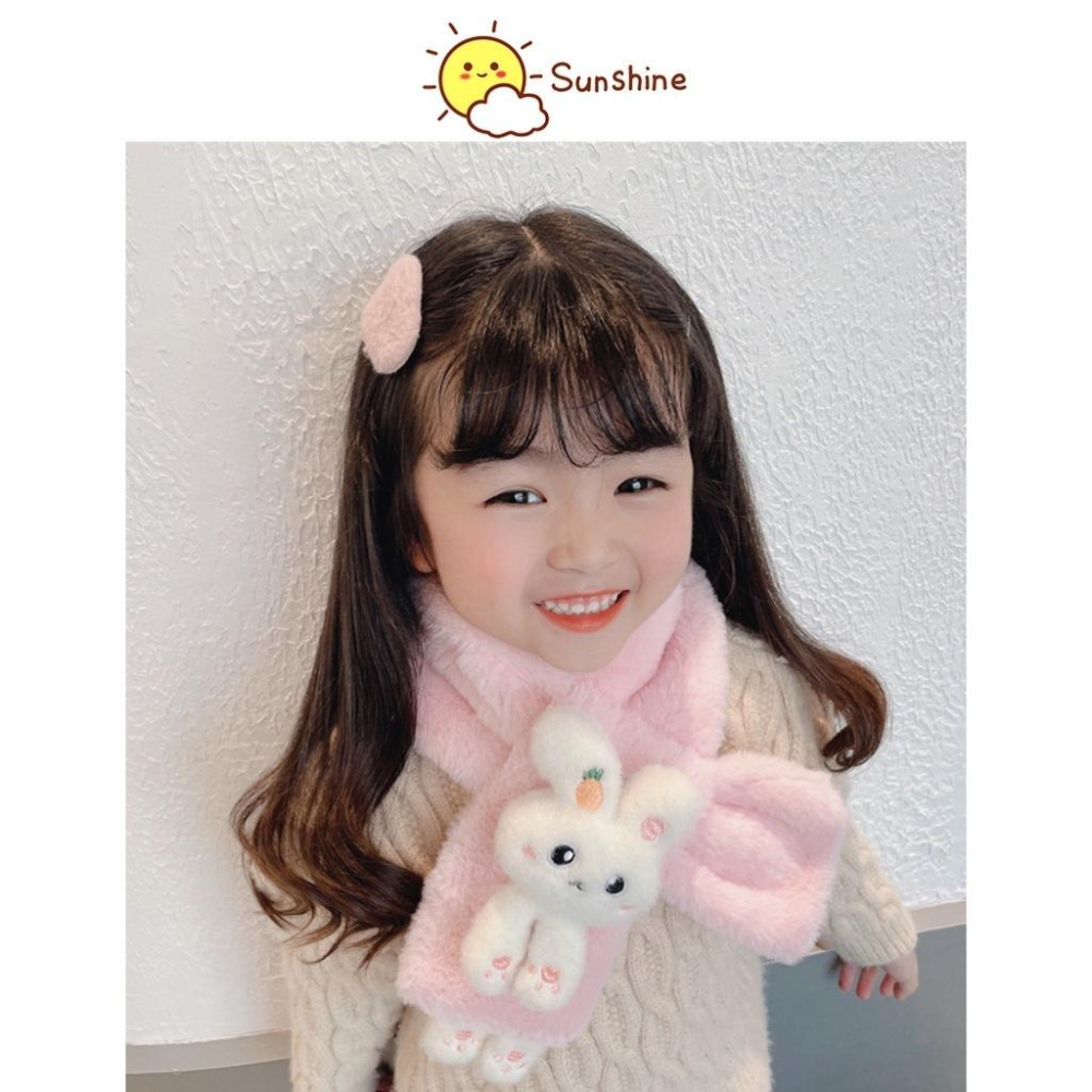 KT媽咪奶粉用品團購-台灣現貨，兒童毛毛保暖圍巾，可愛兔兔造型圍巾，冬天保暖脖圍，兒童圍巾，寒流必備圍巾-細節圖2