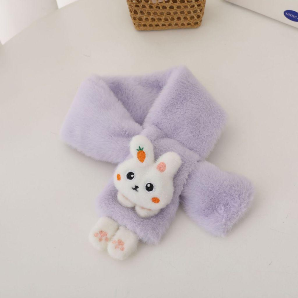 KT媽咪奶粉用品團購-台灣現貨，兒童毛毛保暖圍巾，可愛兔兔造型圍巾，冬天保暖脖圍，兒童圍巾，寒流必備圍巾-細節圖4