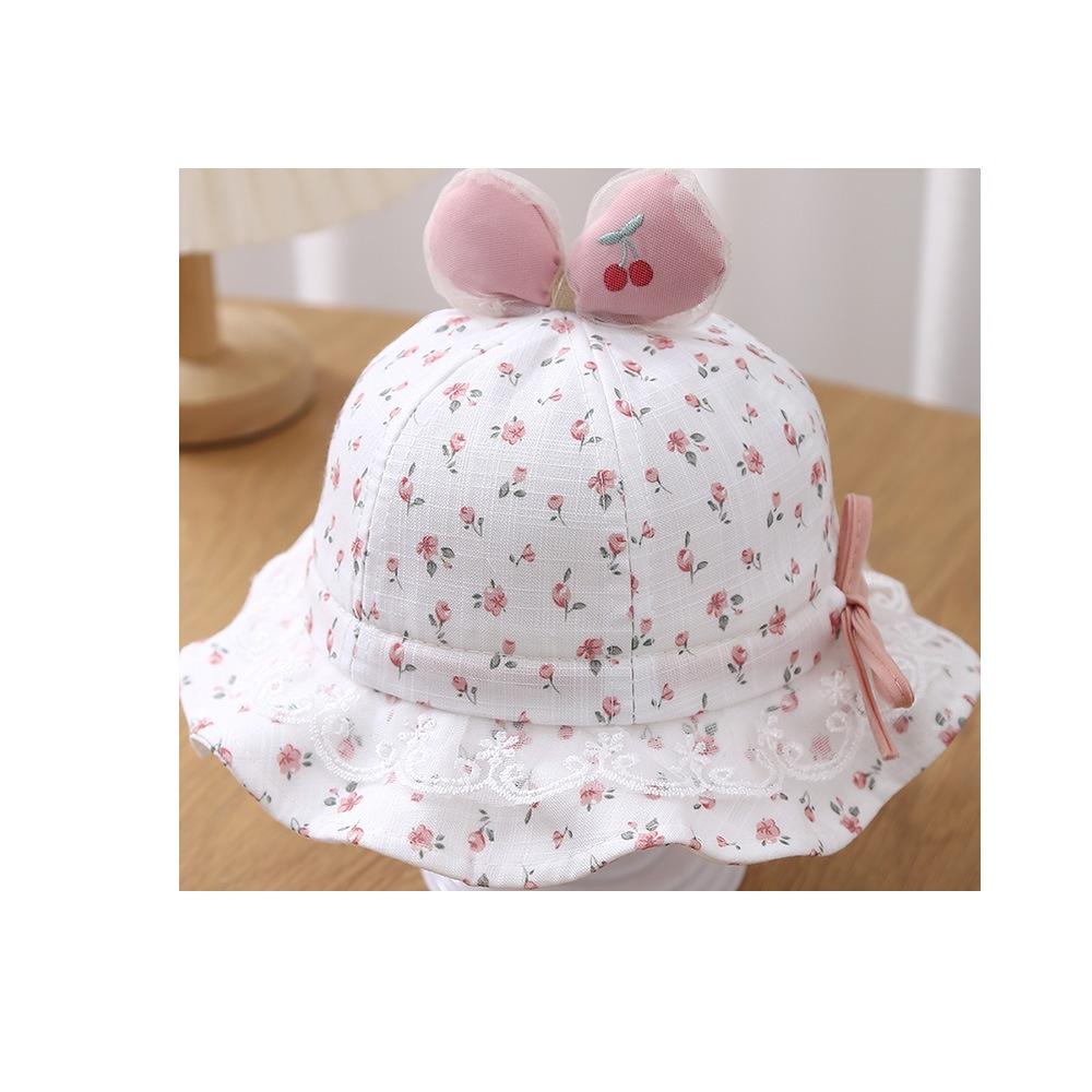 kt媽咪奶粉用品團購-寶寶防曬帽,女寶蝴蝶結造型防曬帽,可愛愛心防曬帽,寶寶漁夫帽,公主風嬰兒帽,小碎花防曬帽-細節圖2