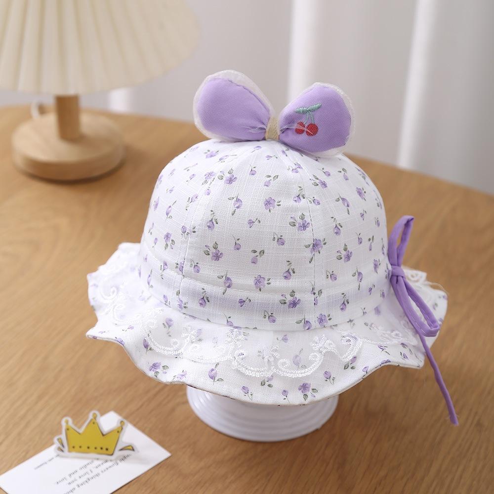 kt媽咪奶粉用品團購-寶寶防曬帽,女寶蝴蝶結造型防曬帽,可愛愛心防曬帽,寶寶漁夫帽,公主風嬰兒帽,小碎花防曬帽-細節圖3