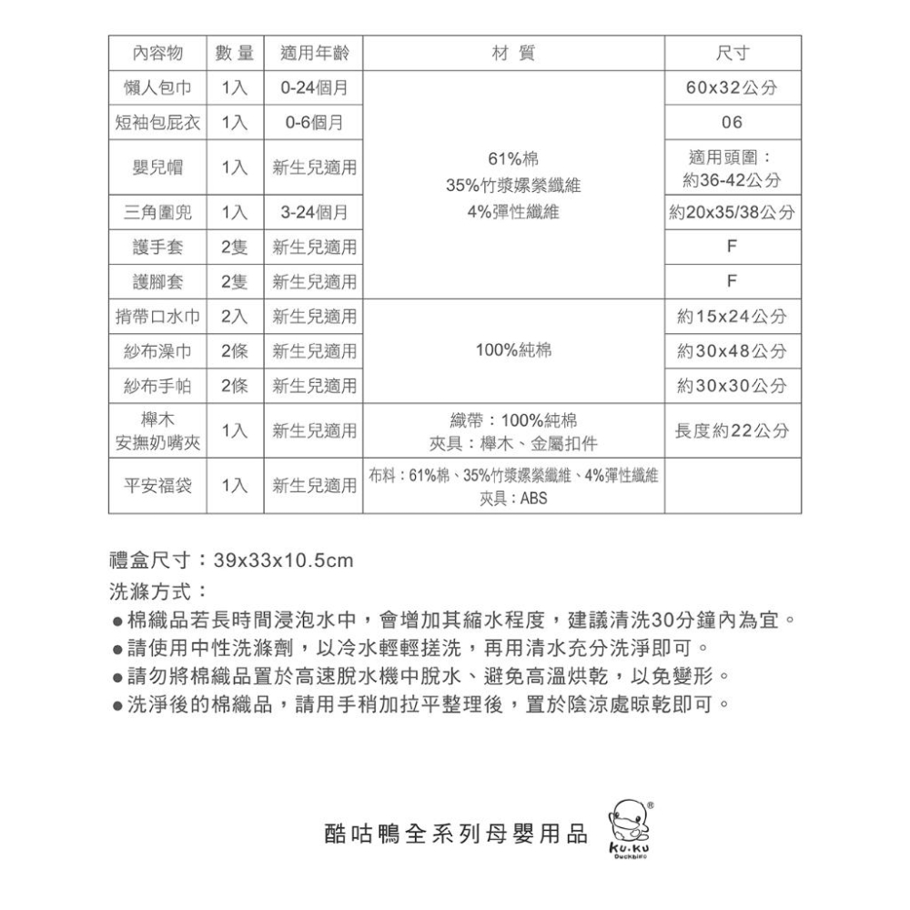 KT媽咪奶粉用品團購-KUKU PLUS竹纖羅紋成長懶人包巾禮盒16件,新生兒送禮首選,KUKU成長包巾禮盒圍兜手套腳套-細節圖6