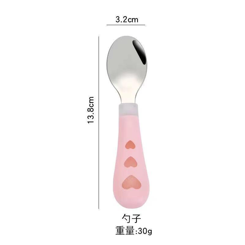 KT媽咪奶粉用品團購-現貨,304兒童餐具,愛心手柄叉匙組,愛心手柄叉子,愛心圖案湯匙,304不鏽鋼叉匙組,方便攜帶-細節圖2