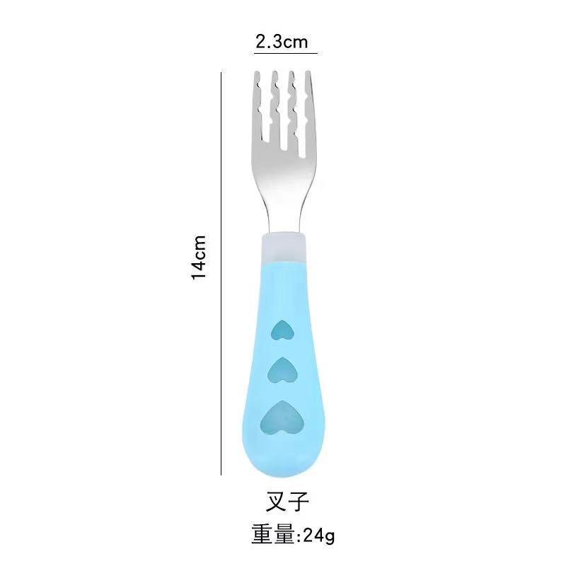 KT媽咪奶粉用品團購-現貨,304兒童餐具,愛心手柄叉匙組,愛心手柄叉子,愛心圖案湯匙,304不鏽鋼叉匙組,方便攜帶-細節圖5