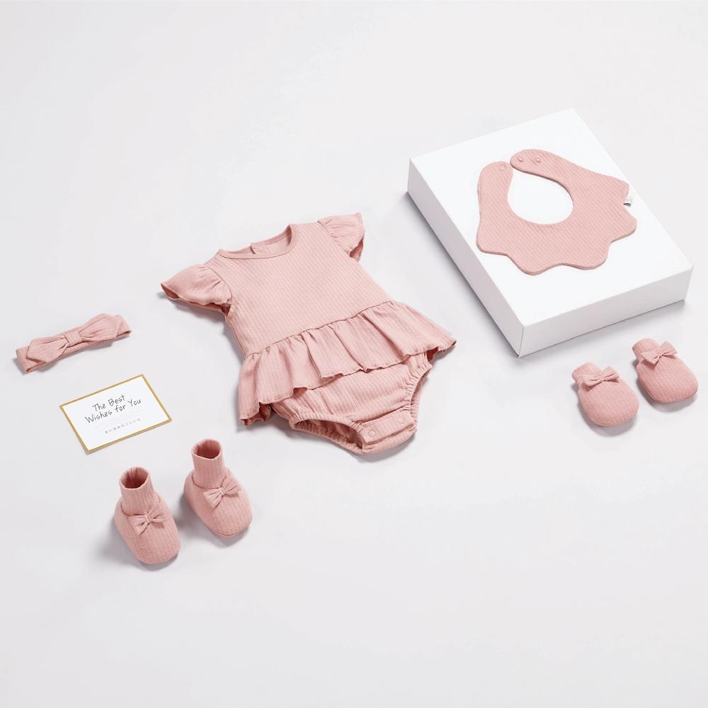 KT媽咪奶粉用品團購-KUKU PLUS竹纖羅紋紗裙包屁衣/兔裝7件組禮盒,新生兒送禮首選,KUKU女寶包屁衣禮盒兔裝-細節圖2