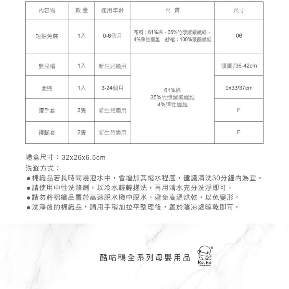 KT媽咪奶粉用品團購-KUKU PLUS竹纖羅紋紗裙包屁衣/兔裝7件組禮盒,新生兒送禮首選,KUKU女寶包屁衣禮盒兔裝-細節圖7