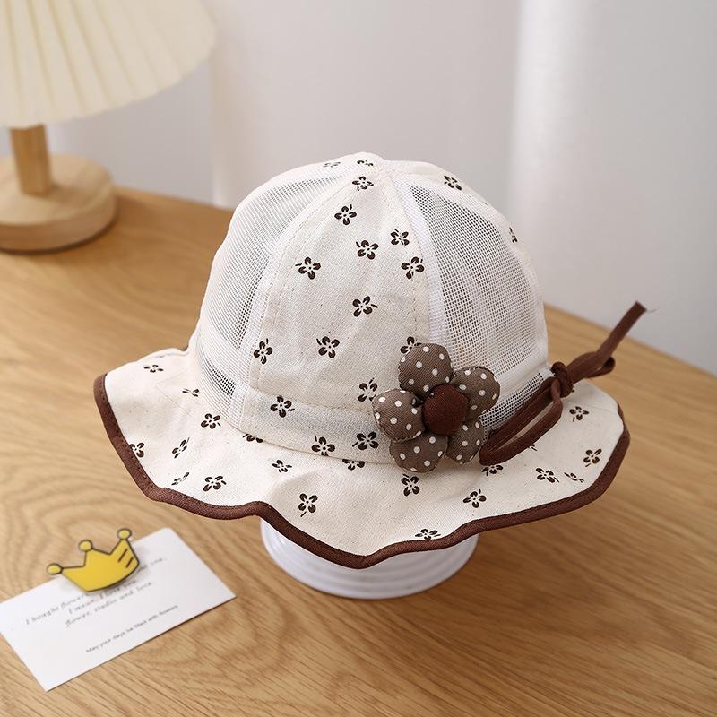 KT媽咪奶粉用品團購-春夏薄款防曬帽,女寶寶防曬漁夫帽,可愛蝴蝶結寶寶帽,女寶花朵抽繩漁夫帽,嬰兒遮陽帽,可愛花朵防曬帽-細節圖4