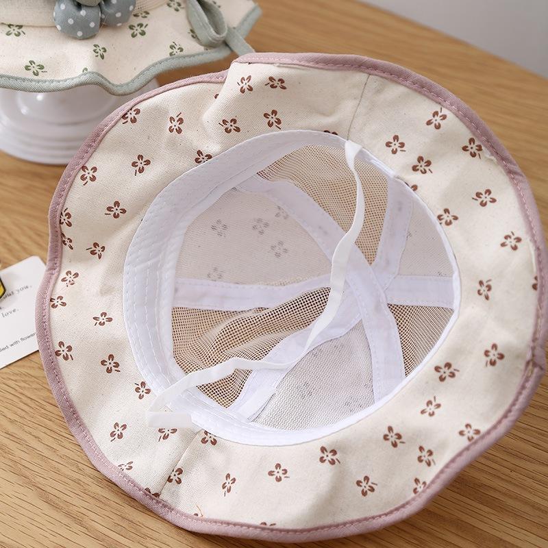 KT媽咪奶粉用品團購-春夏薄款防曬帽,女寶寶防曬漁夫帽,可愛蝴蝶結寶寶帽,女寶花朵抽繩漁夫帽,嬰兒遮陽帽,可愛花朵防曬帽-細節圖7