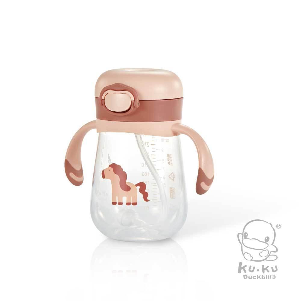 KT媽咪奶粉用品團購-現貨,酷咕鴨 彈跳鎖扣PP訓練杯300ml,幼兒訓練杯,彈跳喝水杯,吸管把手杯,嬰幼兒學習杯-細節圖3