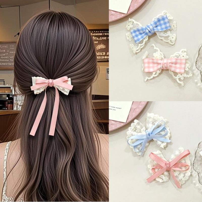 KT媽咪奶粉用品團購-可愛蝴蝶結髮夾,公主蕾絲風格髮夾,氣質髮夾馬尾髮飾 辮子髮飾-細節圖2