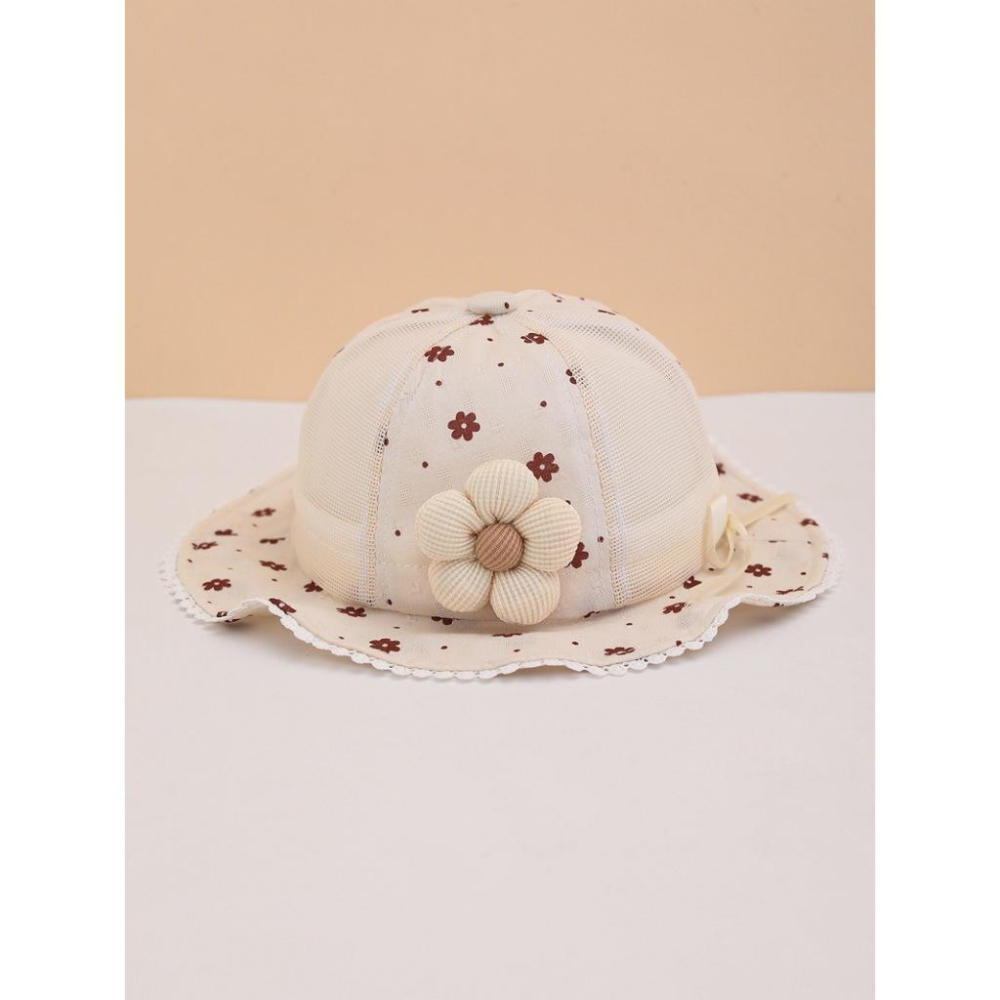 KT媽咪奶粉用品團購-春夏薄款防曬帽,女寶寶防曬漁夫帽,可愛蝴蝶結寶寶帽,女寶花朵抽繩漁夫帽,嬰兒遮陽帽,可愛花朵防曬帽-細節圖3