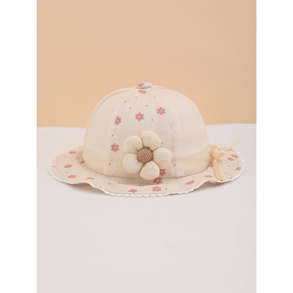 KT媽咪奶粉用品團購-春夏薄款防曬帽,女寶寶防曬漁夫帽,可愛蝴蝶結寶寶帽,女寶花朵抽繩漁夫帽,嬰兒遮陽帽,可愛花朵防曬帽-細節圖5