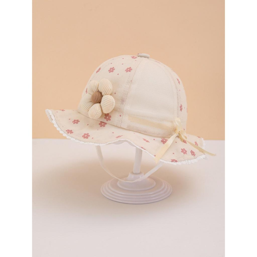 KT媽咪奶粉用品團購-春夏薄款防曬帽,女寶寶防曬漁夫帽,可愛蝴蝶結寶寶帽,女寶花朵抽繩漁夫帽,嬰兒遮陽帽,可愛花朵防曬帽-細節圖6