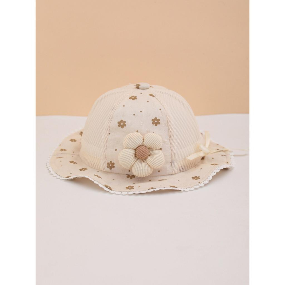 KT媽咪奶粉用品團購-春夏薄款防曬帽,女寶寶防曬漁夫帽,可愛蝴蝶結寶寶帽,女寶花朵抽繩漁夫帽,嬰兒遮陽帽,可愛花朵防曬帽-細節圖7