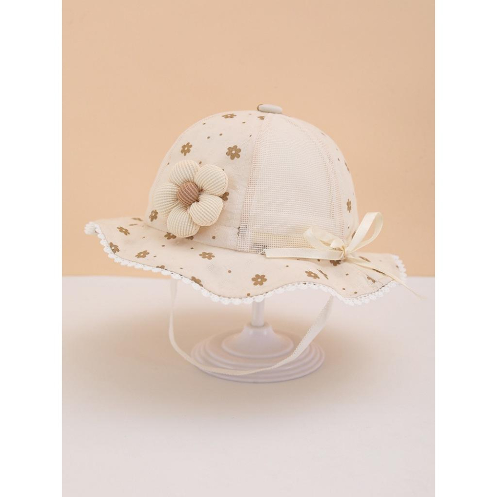 KT媽咪奶粉用品團購-春夏薄款防曬帽,女寶寶防曬漁夫帽,可愛蝴蝶結寶寶帽,女寶花朵抽繩漁夫帽,嬰兒遮陽帽,可愛花朵防曬帽-細節圖8