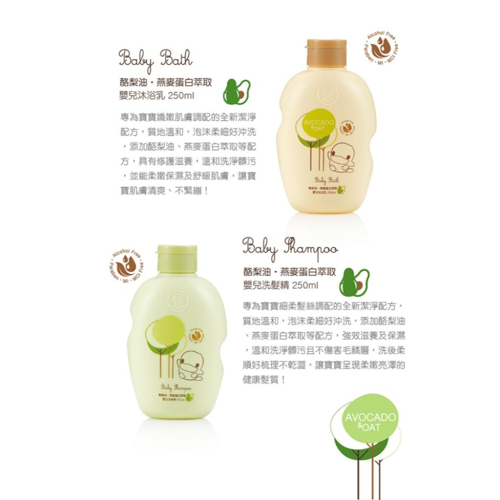 KT媽咪奶粉用品團購-新生兒禮盒,寶寶沐浴禮盒,酷咕鴨 酪梨油燕麥蛋白萃取沐浴禮盒+提袋-細節圖6
